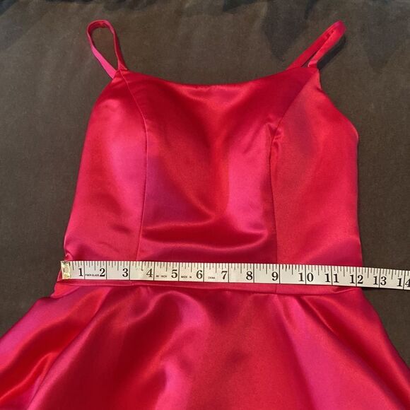 Women’s Short Pink Prom Party Homecoming Dress Criss Cross Back Ties Size 0 NWOT - Picture 10 of 12